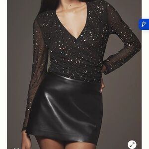 Hutch Black Sequin Sheer Blouse